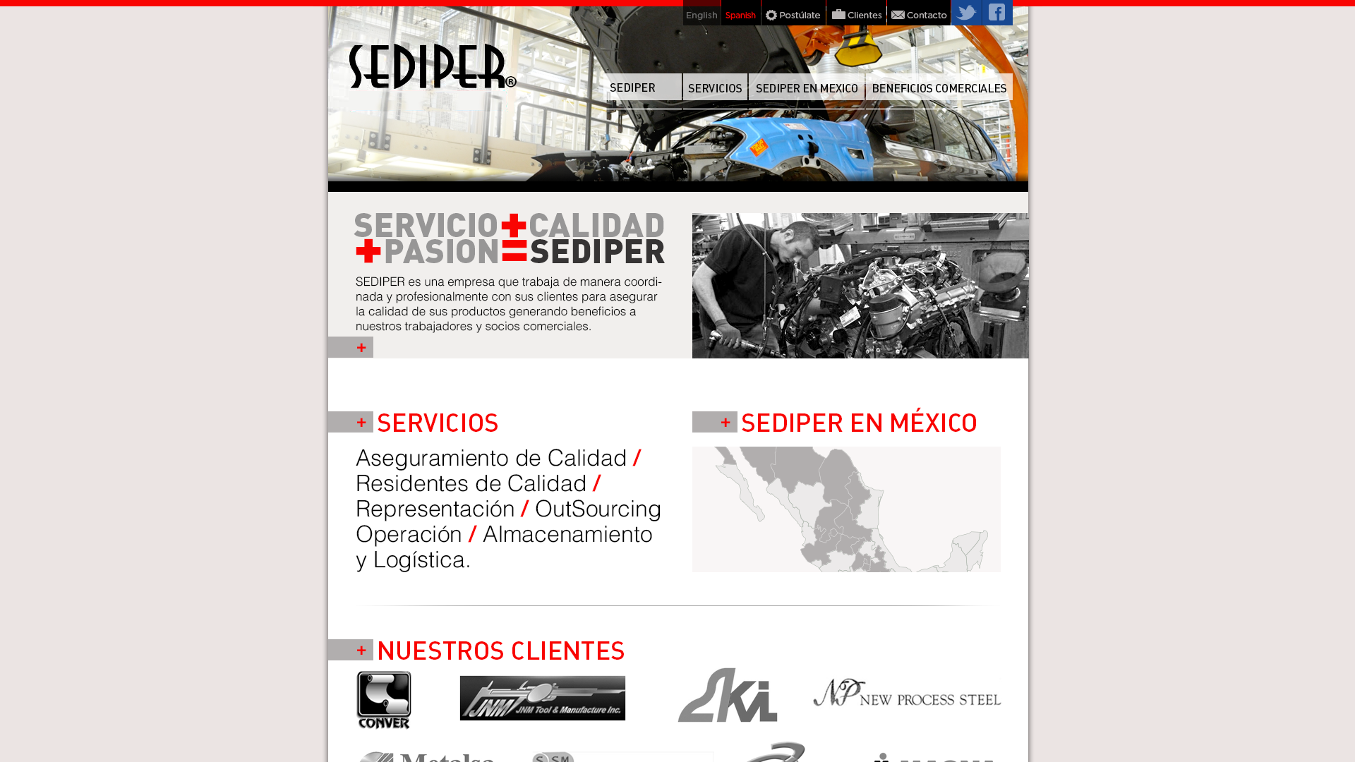 SEDIPER Industrial - Sitio Web Bilingüe